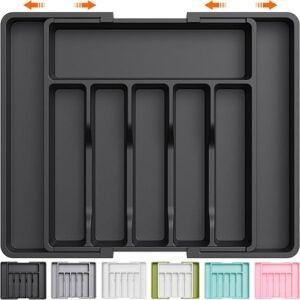 Silverware Drawer Organizer, Expandable Utensil Tray for Kitchen, BPA Free Flatware and Cutlery Holder